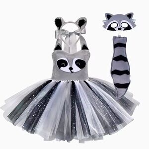 Adorable Raccoon Kids Costume in Gray and White